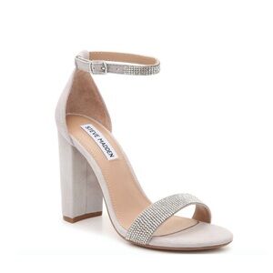 Steve Madden Tan nude Rhinestone silver Block Heel Kalina 7.5 sandal